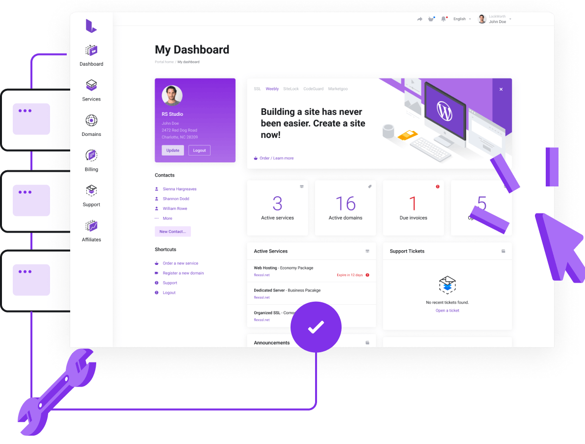 Super easy control panel to manage all your services